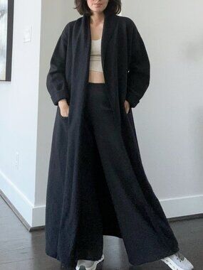 Talbots Collection Vintage Wool Duster Coat Black Size M